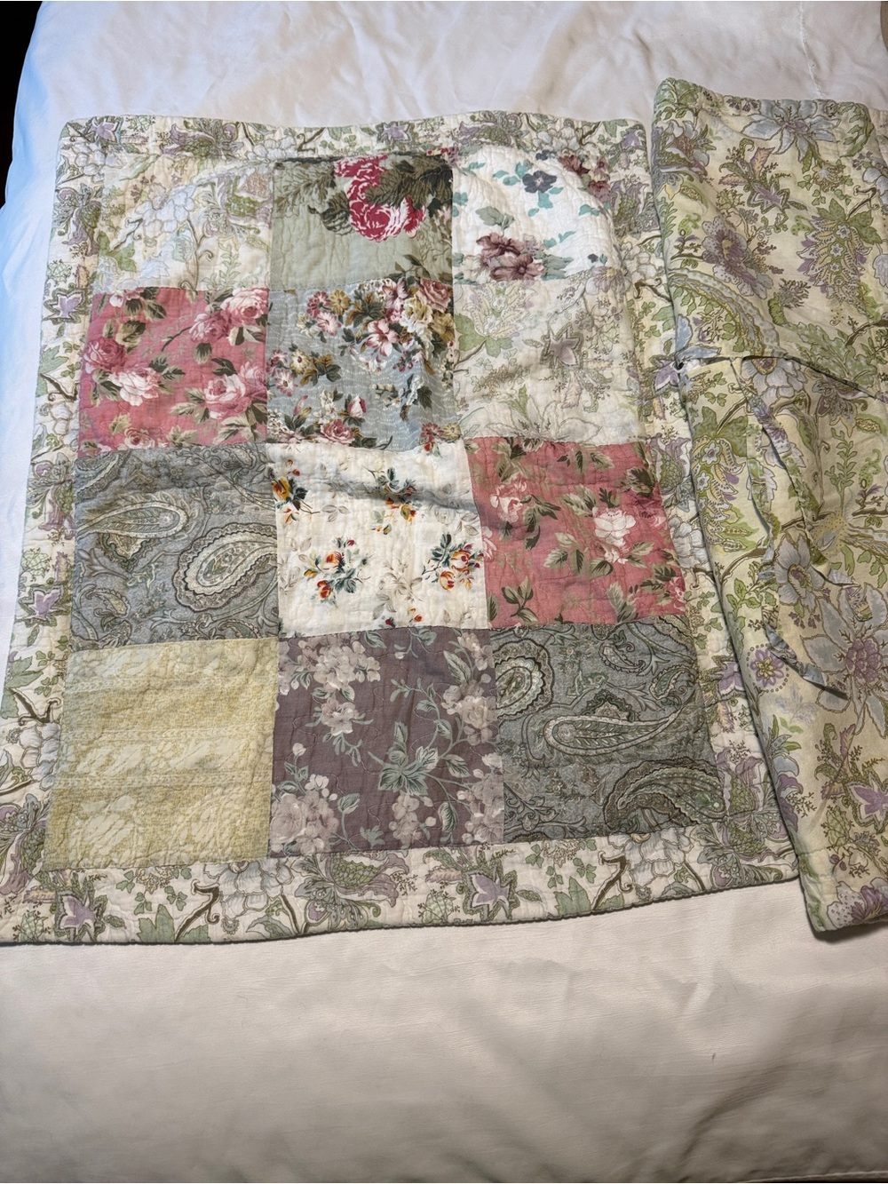 Vintage Cottagecore Floral Quilted Pillow Shams Set of 2 Standard